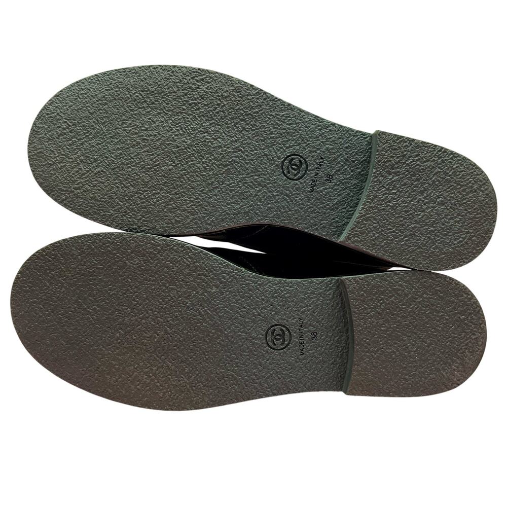 CHANEL Interlocking CC Logo Velvet Lace-Up Boots EU 38 US 8 Green Ankle Booties - Picture 11 of 16